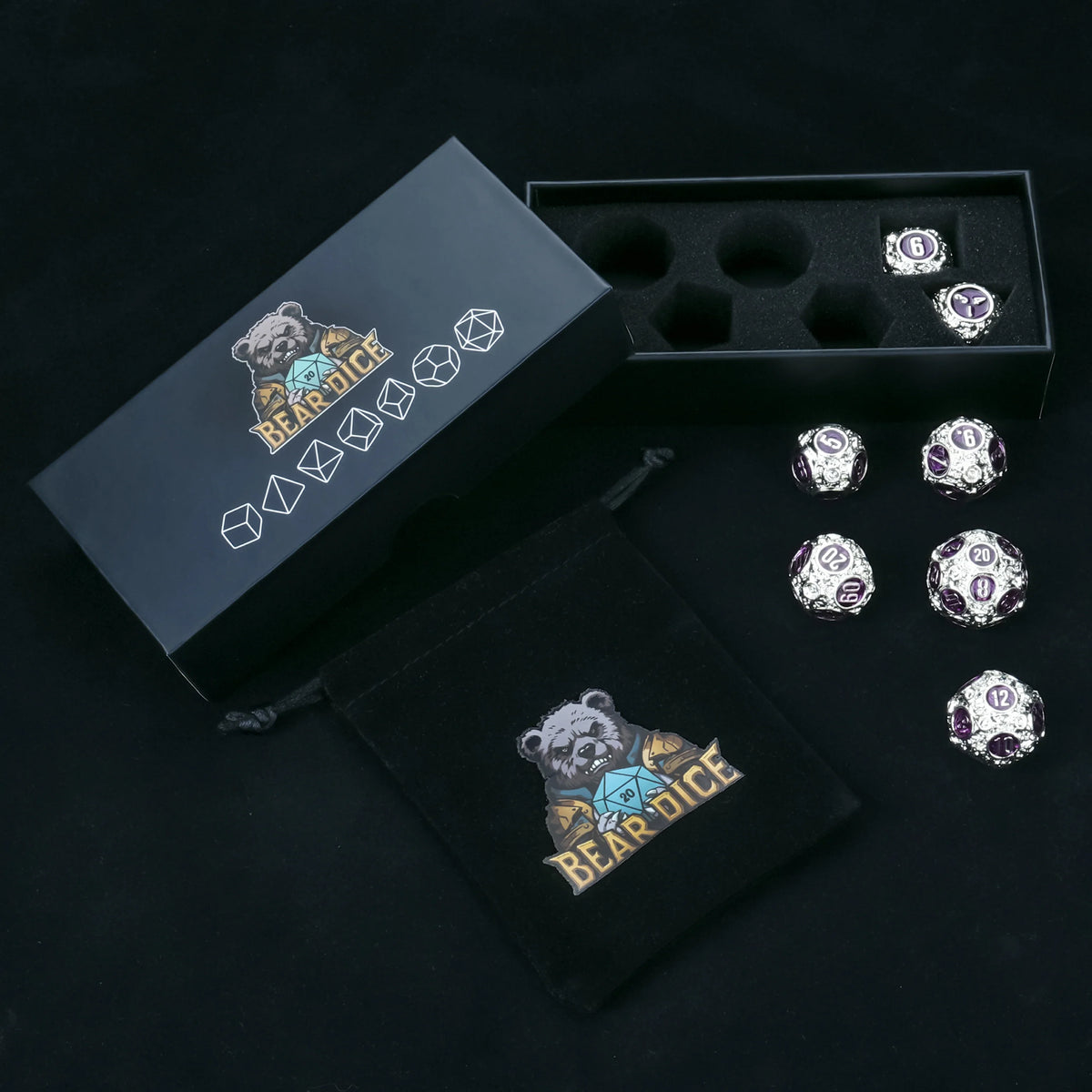 Spherical Planet Metal RPG Dice Set – 7pc – Spherical Planet Metal Dice Set full set with gift box