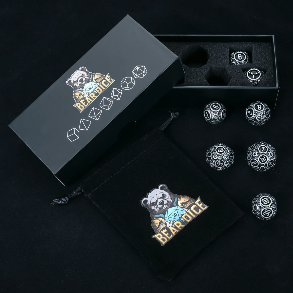 Spherical Planet Metal RPG Dice Set – Full – alternate product view