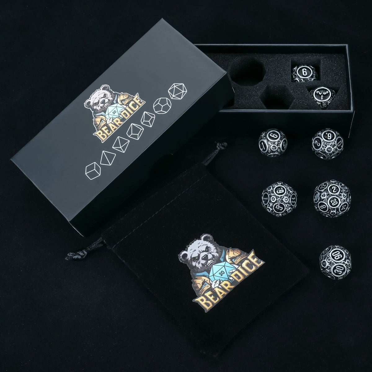 Spherical Planet Metal RPG Dice Set – Full – alternate product view