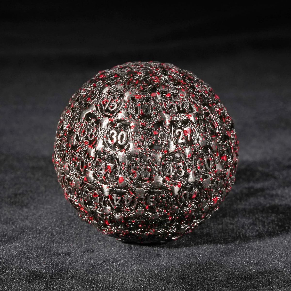Spherical Pterodactyl Metal D100 Dice – Spherical Pterodactyl 50 mm Blood D100 Metal DND Dice