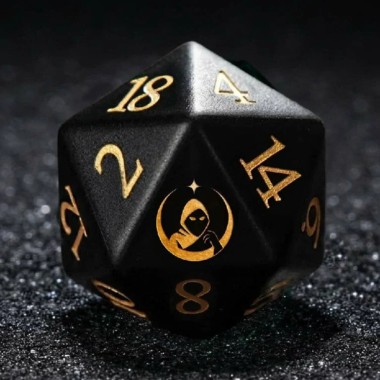 Standard Natural Gemstone RPG Dice Set – Custom Obsidian DND D20 Dice – Engravable with Patterns, Text, and More