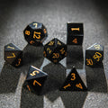 Standard Natural Gemstone RPG Dice Set – Obsidian DND Natural Gemstone Dice Set + Engraved Gold Numbers