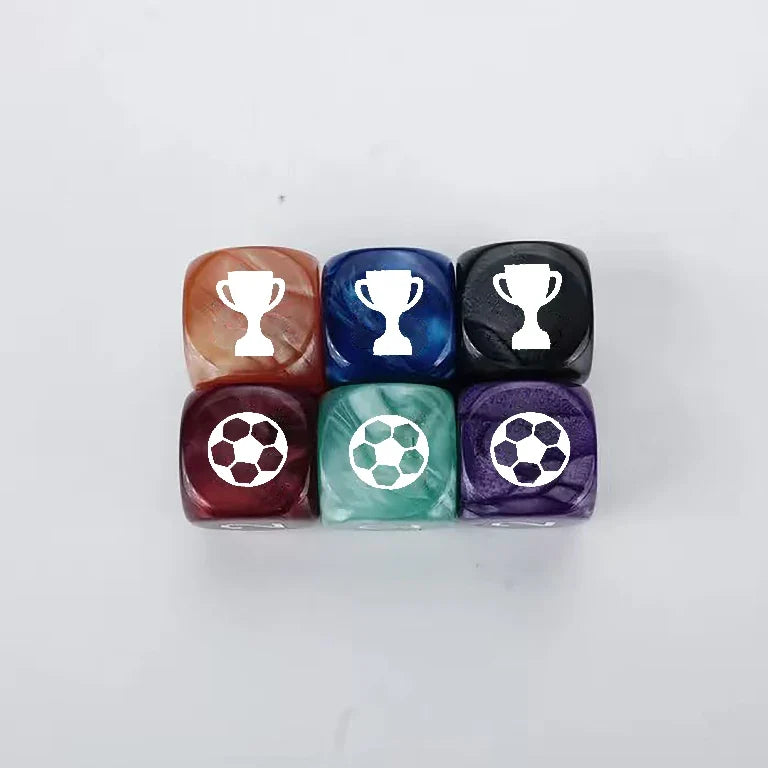 Star Acrylic D6 Dice Set – Custom Engraved World Cup Themed Acrylic Six-Sided Dice, Can Engrave Trophy, Football, and