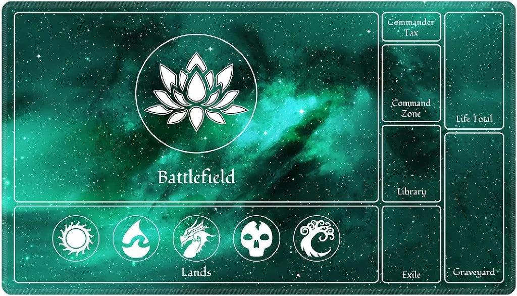 Star Gaming Playmat – Green Starry Sky MTG Playmat — Waterproof Mousepad for Card Games