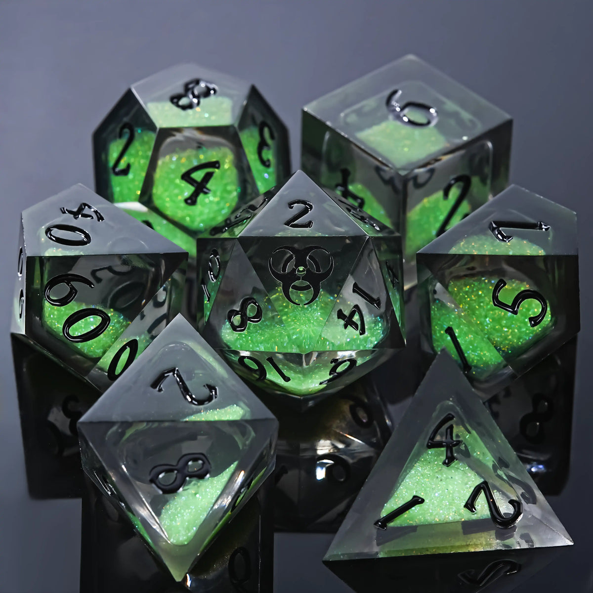 Star Liquid Core Dice Set – Plague Elixir – Kickstarter Dice - Plague Elixir Green Liquid Core Resin D&D Dice Set with