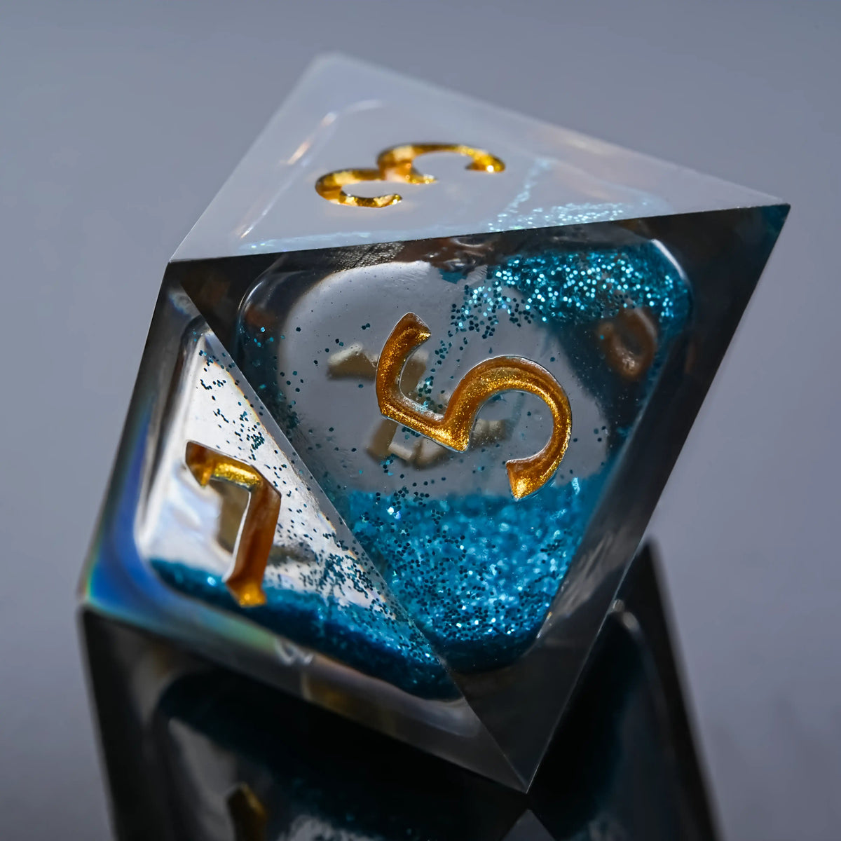 Star Liquid Core Dice Set – Text – Kickstarter Dice - YOU Blue Liquid Core Resin DND D8 Dice with Engraved Gold Numbers