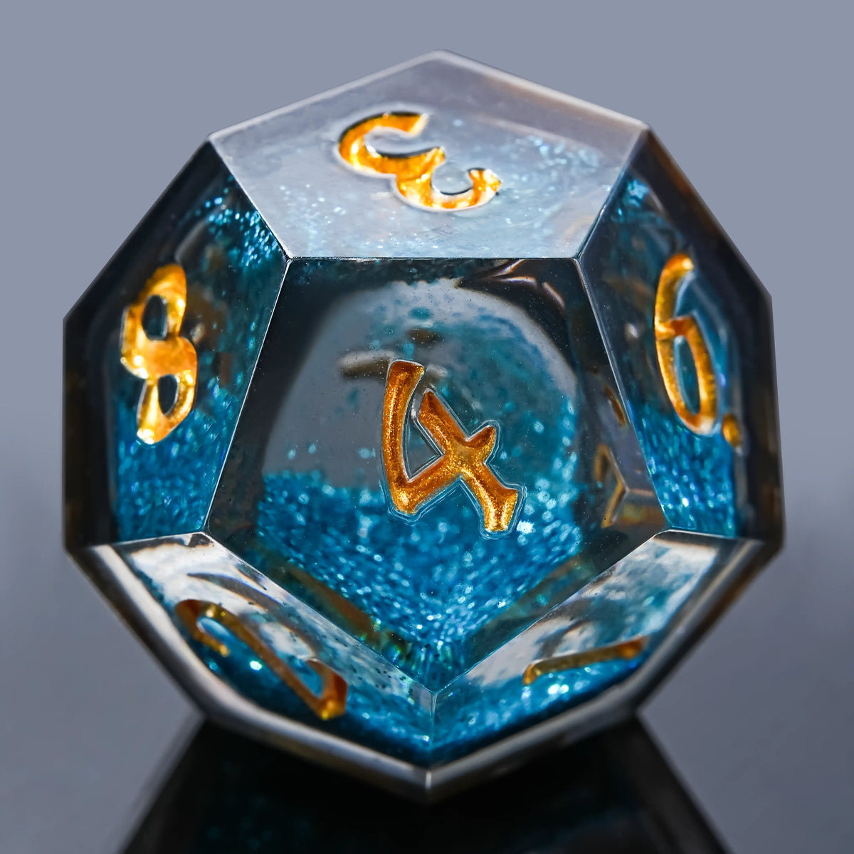 Star Liquid Core Dice Set – Text – Kickstarter Dice - YOU Blue Liquid Core Resin DND D12 Dice with Engraved Gold Numbers
