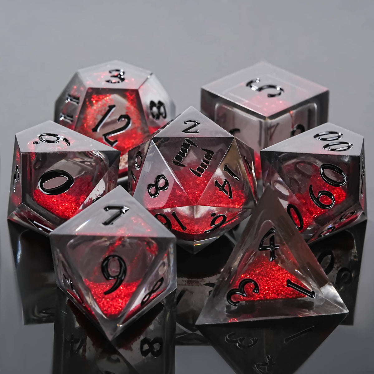 Star Liquid Core Dice Set – Vampire Bite – Kickstarter Dice - Vampire Liquid Core Resin Dice Set