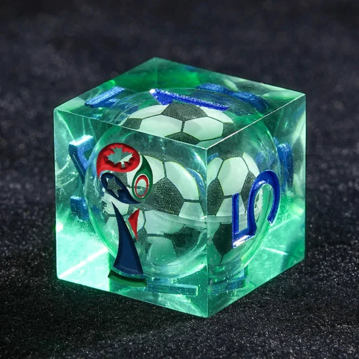 Star Liquid Core DND Dice Set – Custom Football D6 Dice Engraved with the World Cup Trophy
