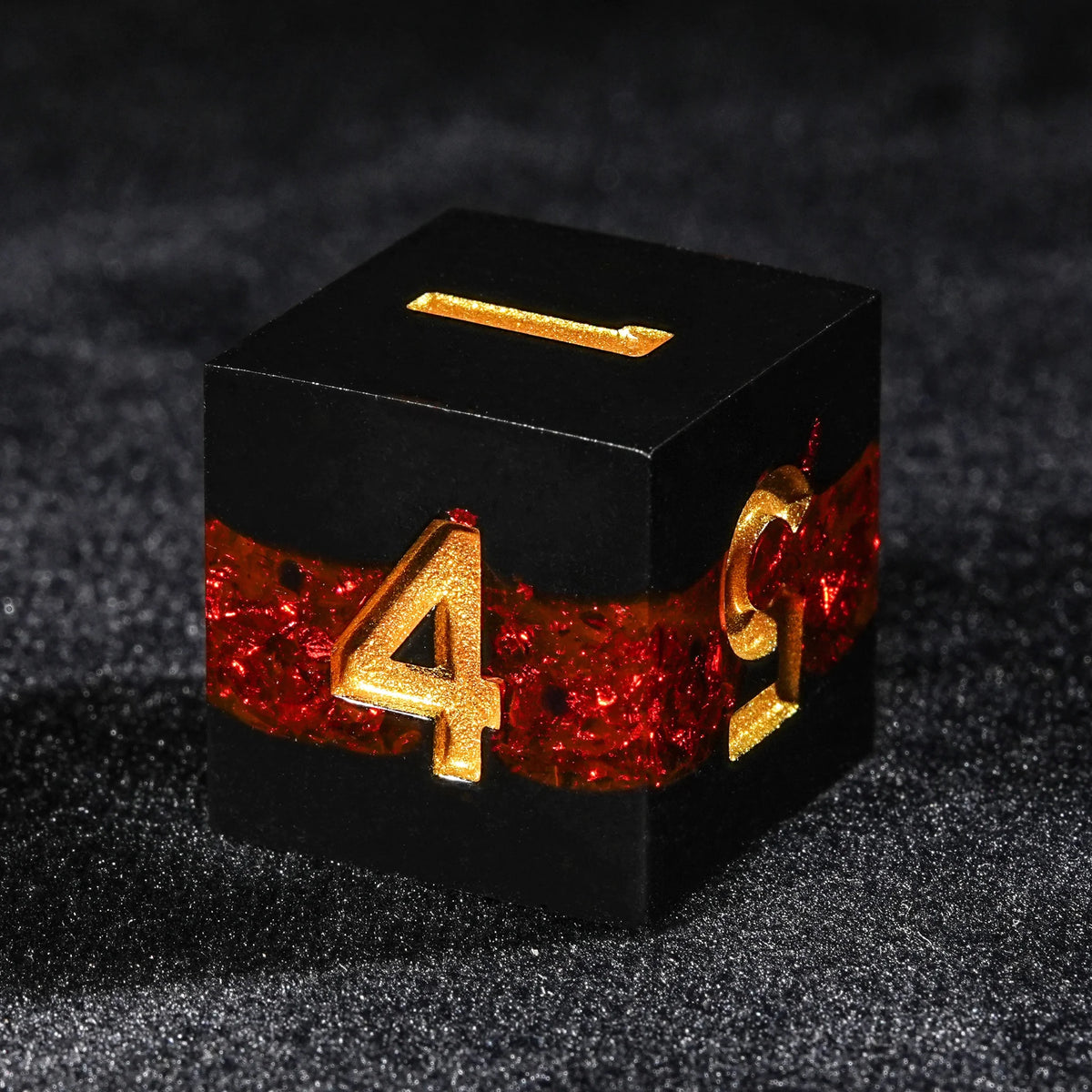 Star Metal DND Dice Set – Gold Numbers – Red Galaxy Black Resin DND D6 Dice with Gold Numbers, Perfect for Tabletop