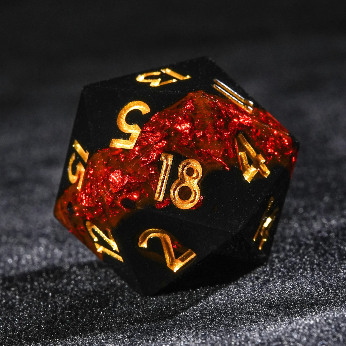 Star Metal DND Dice Set – Gold Numbers – Red Galaxy Black Resin DND D20 Dice with Gold Numbers, Perfect for Tabletop