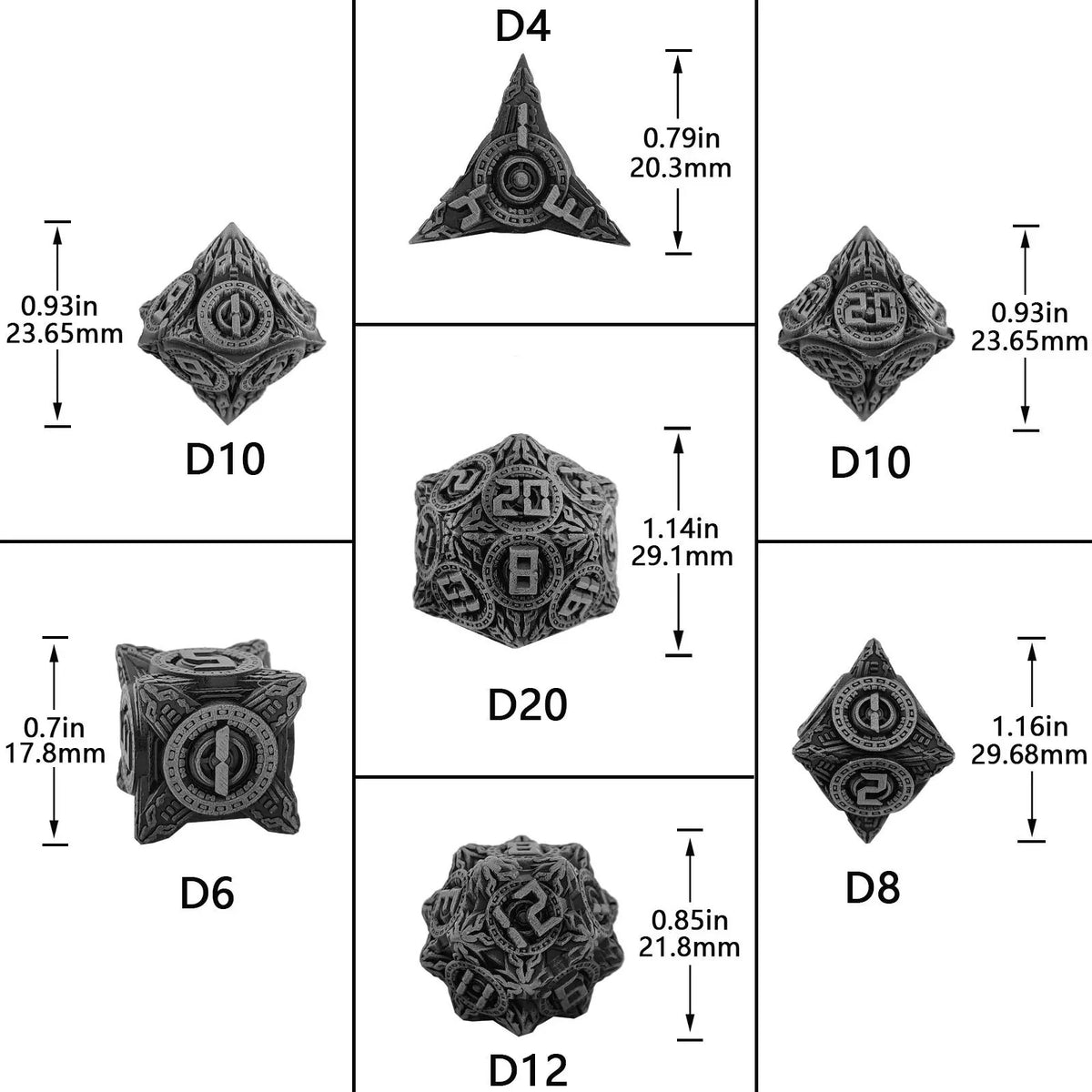 Star Metal DND Dice Set – Wars Bloodstains – UFO mechanical style metal dice set with blood stains