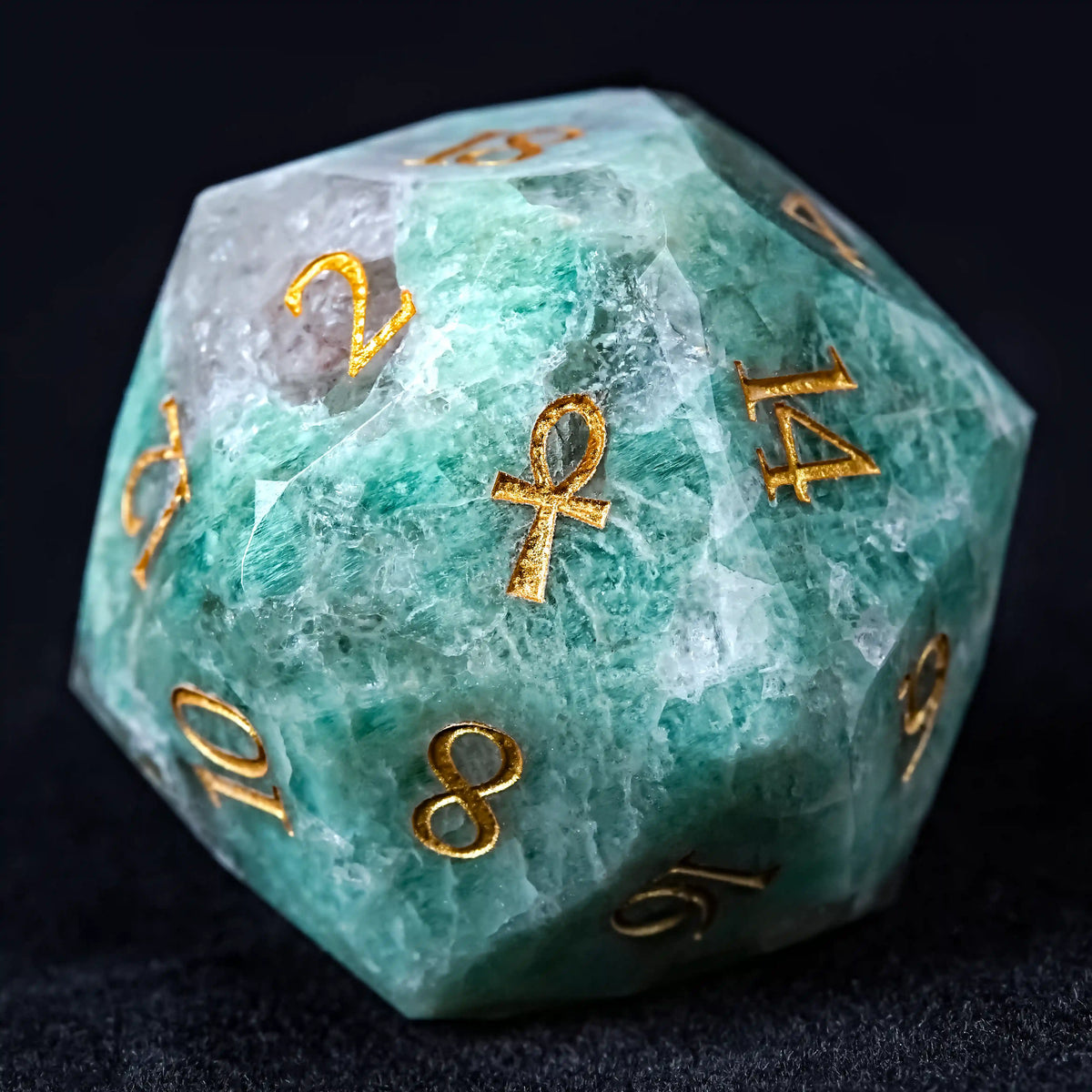Star Natural Stone DND Dice Set – Amazonite Emerald – Kickstarter Dice - Natural Blue-Green Amazonite DND D20 Dice