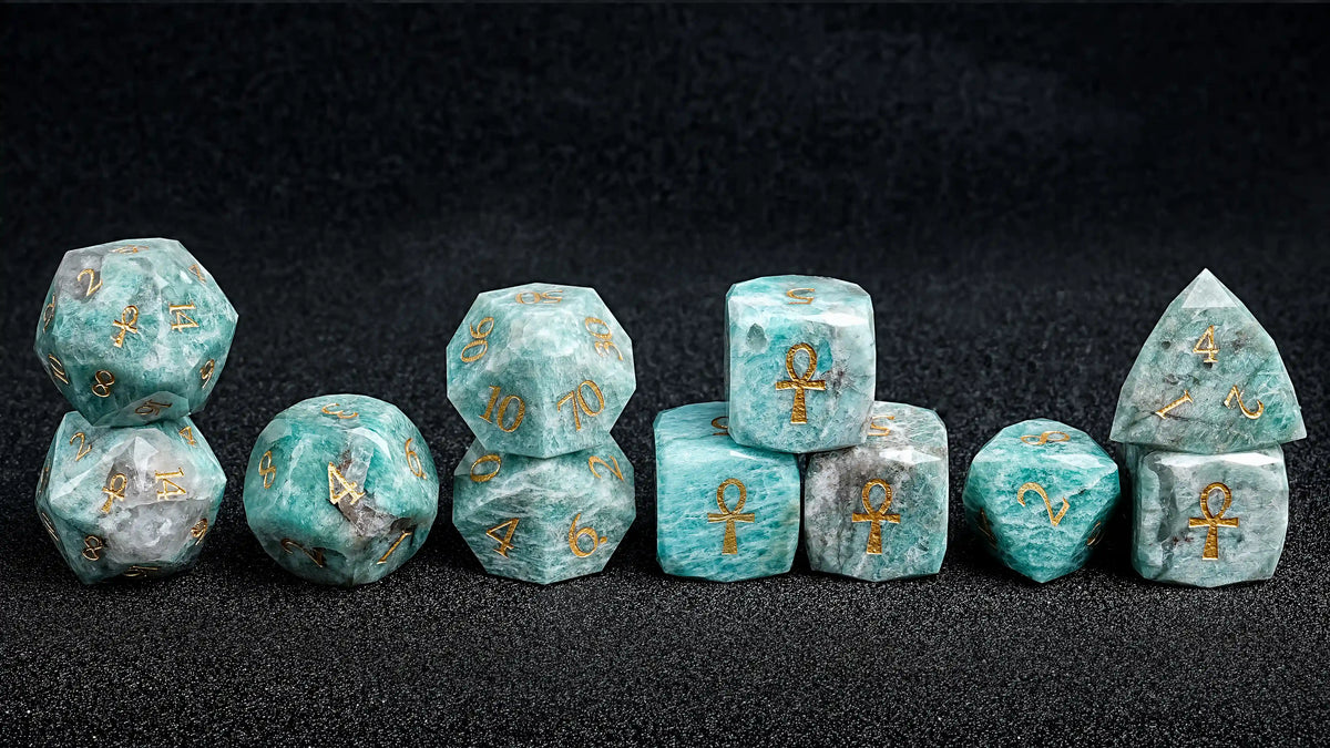 Star Natural Stone DND Dice Set – Amazonite Emerald – Kickstarter Crowdfunding Dice — Natural Amazonite D&D Dice Set