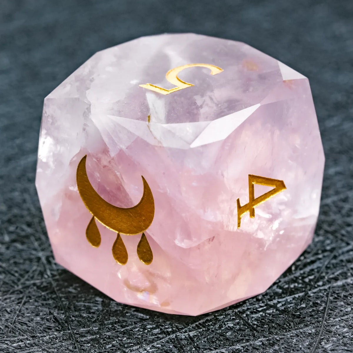 Star Natural Stone DND Dice Set – Rose Quartz – Kickstarter Dice - Natural Rose Quartz DND Dice D6 Engraved with the