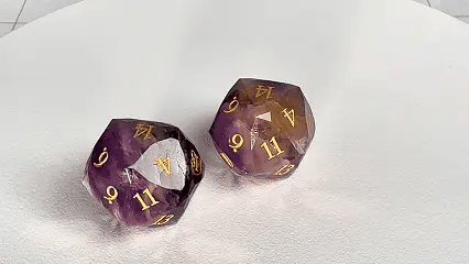 Star Natural Stone DND Dice Set – Seeing Eye – Natural Amethyst D&D Dice — Engraved with the "All-Seeing Eye"