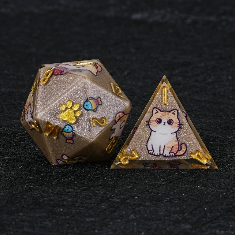 Star Resin DND Dice Set – Exotic Shorthair – alternate product view