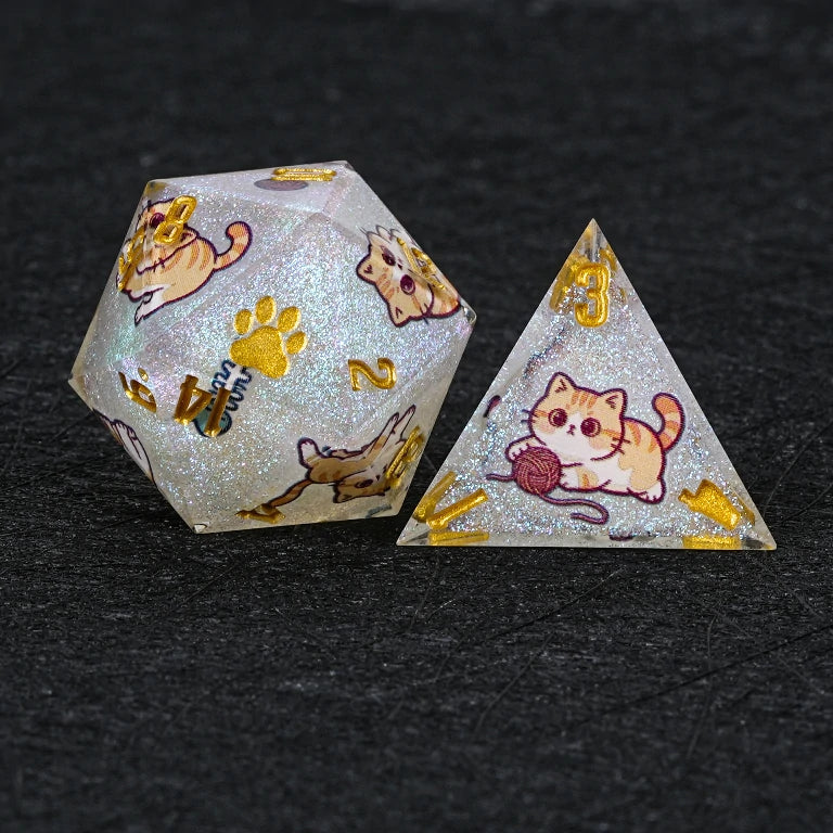 Star Resin DND Dice Set – Exotic Shorthair – alternate product view