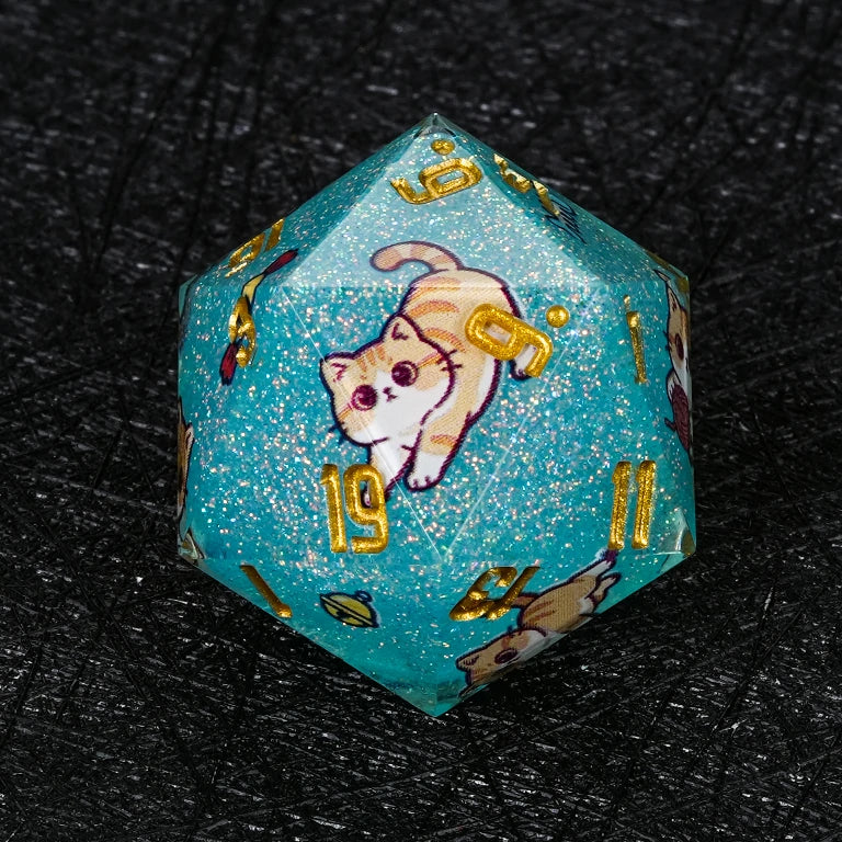 Star Resin DND Dice Set – Exotic Shorthair – alternate product view