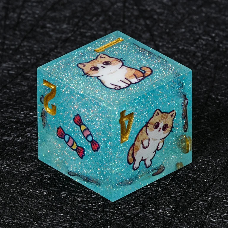 Star Resin DND Dice Set – Exotic Shorthair – alternate product view
