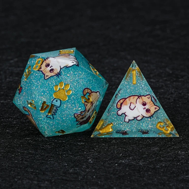 Star Resin DND Dice Set – Exotic Shorthair – alternate product view