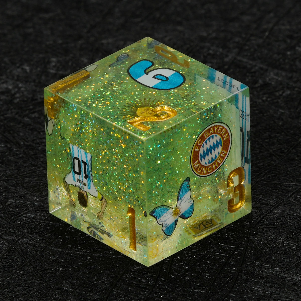Star Resin DND Dice Set – Glitter – Argentina Soccer – alternate product view