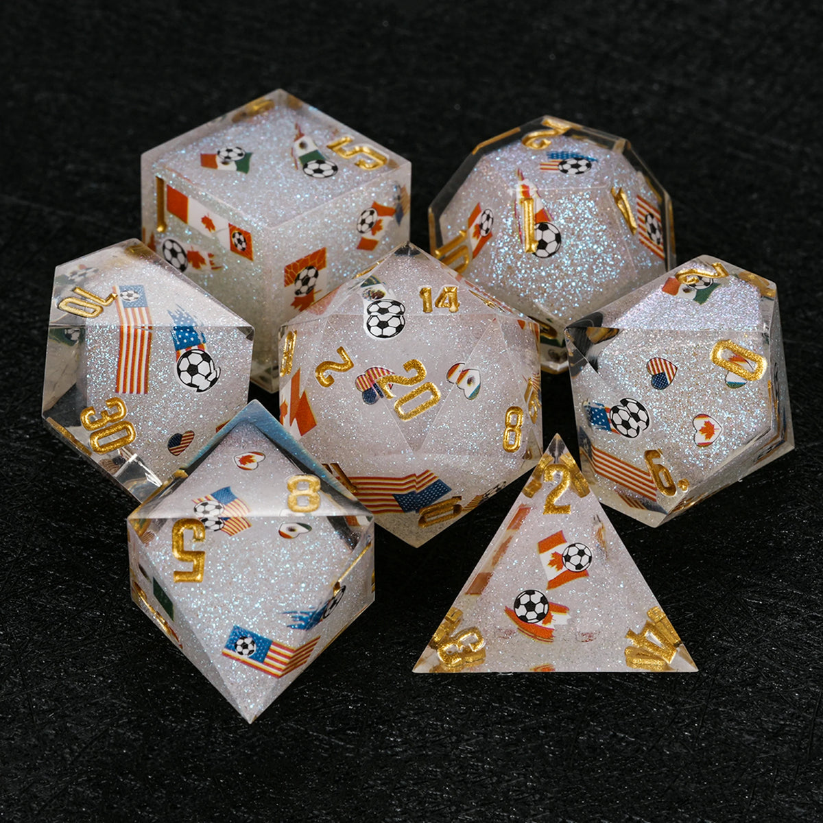 Star Resin DND Dice Set – Glitter – Canada Mexico