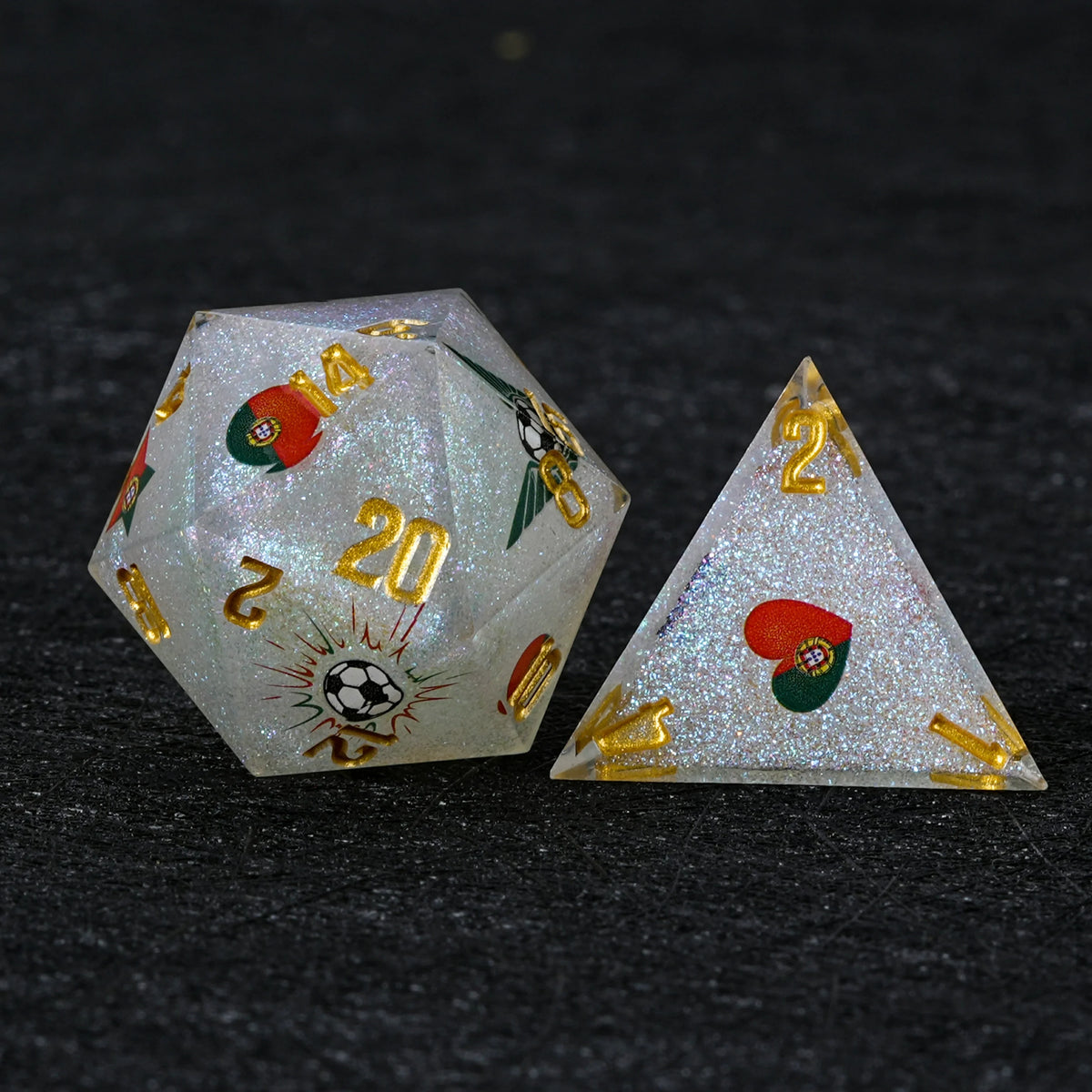 Star Resin DND Dice Set – Glitter – Portugal Soccer – alternate product view