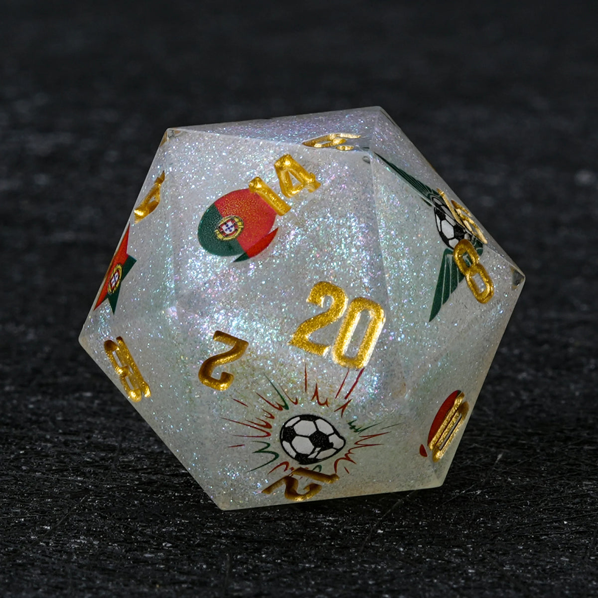 Star Resin DND Dice Set – Glitter – Portugal Soccer – alternate product view