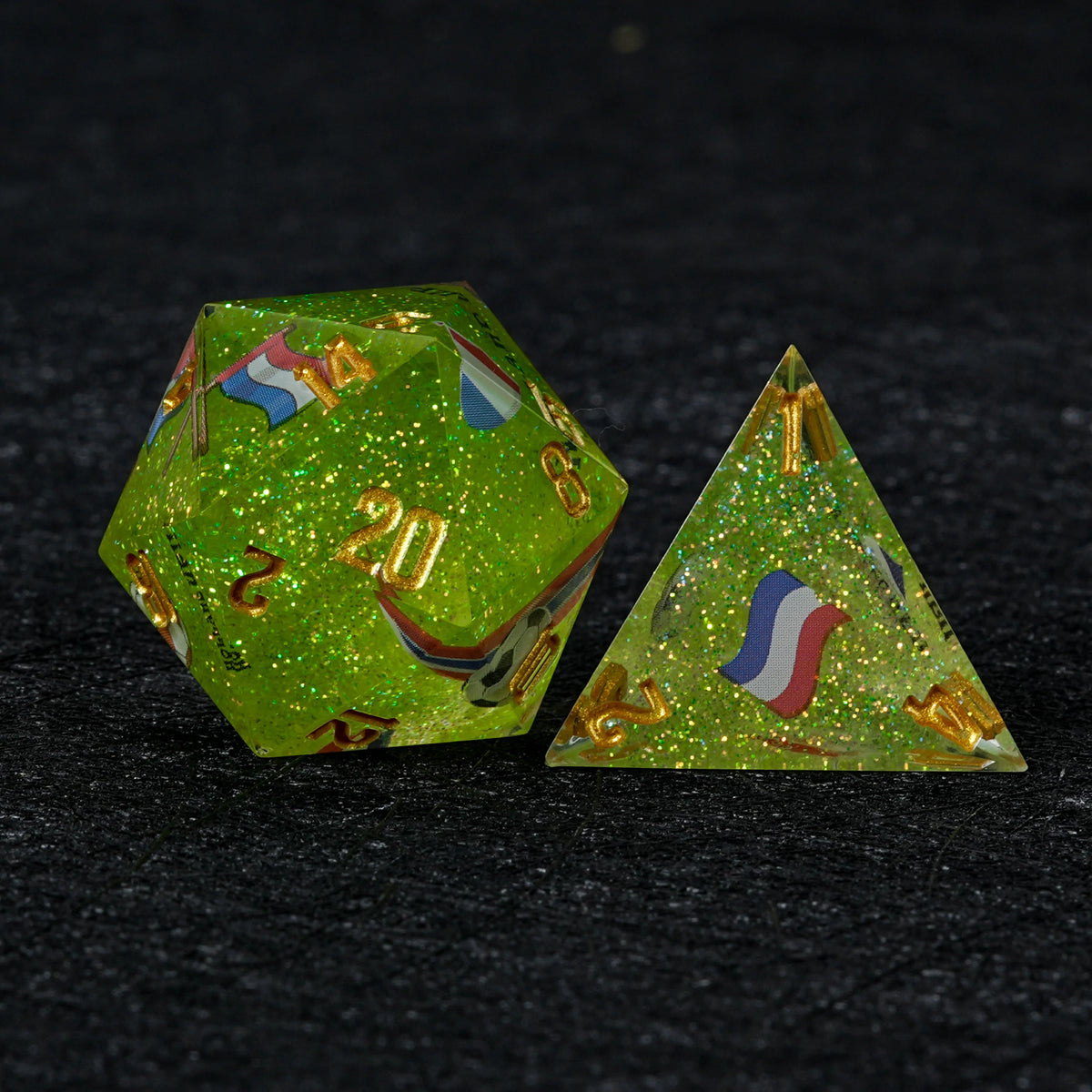 Star Resin DND Dice Set – Glitter – World Cup – Netherlands Football 1 – alternate product view