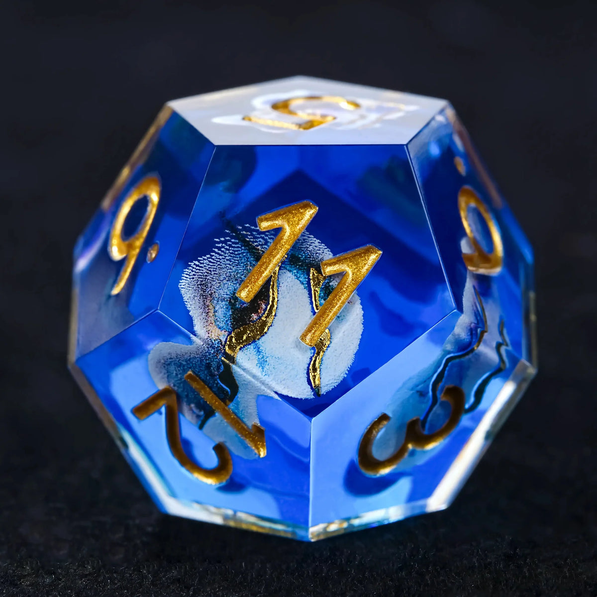 Star Resin DND Dice Set – Gold Numbers – Sea – Blue Sea Star Resin Dice Set with Gold Numbers - RPG DND