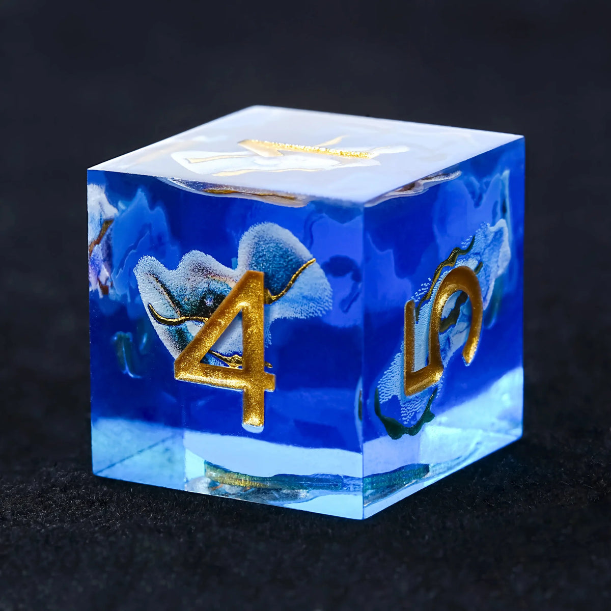 Star Resin DND Dice Set – Gold Numbers – Sea – Blue Sea Star Resin Dice Set with Gold Numbers - RPG DND