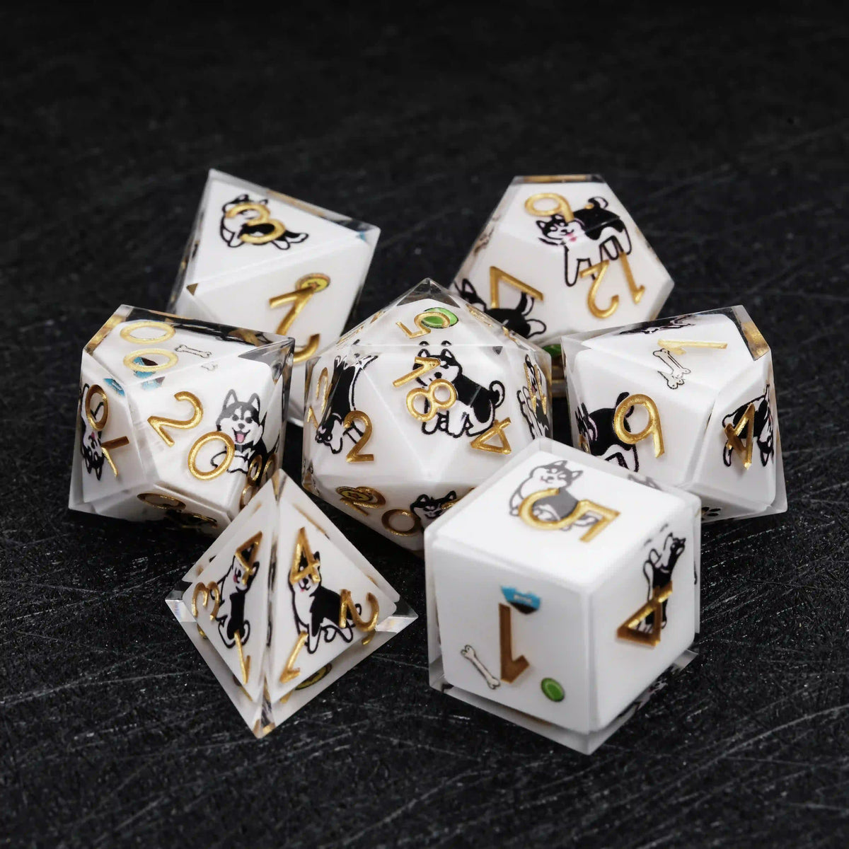 Star Resin DND Dice Set – Legends Husky – Kickstarter Dice – Sharp-Edged White Resin Husky DND Dice Set