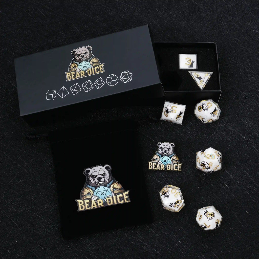 Star Resin DND Dice Set – Legends Husky – Kickstarter Dice – Sharp-Edged Husky DND Dice Set with a Black Sponge-Lined