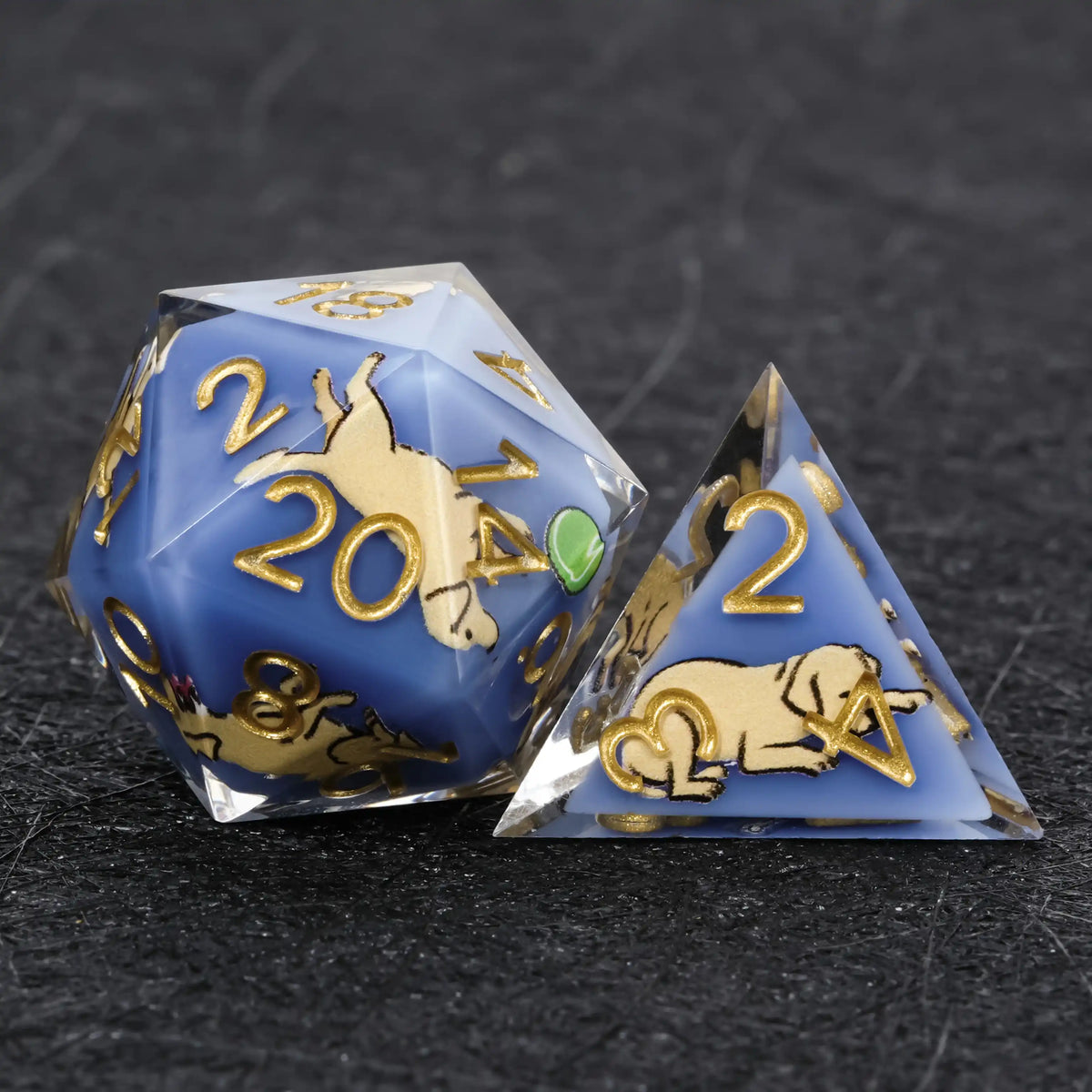 Star Resin DND Dice Set – Legends Labrador – Kickstarter Dice – Blue Resin Labrador DND D20 and D4 Dice