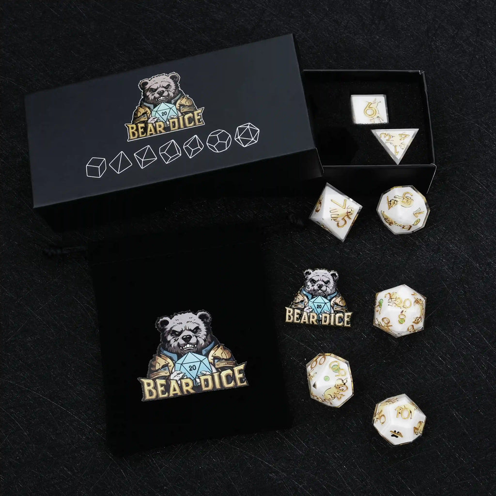 Star Resin DND Dice Set – Legends Labrador – Kickstarter Dice – Sharp-Edged Labrador DND Dice Set with a Black