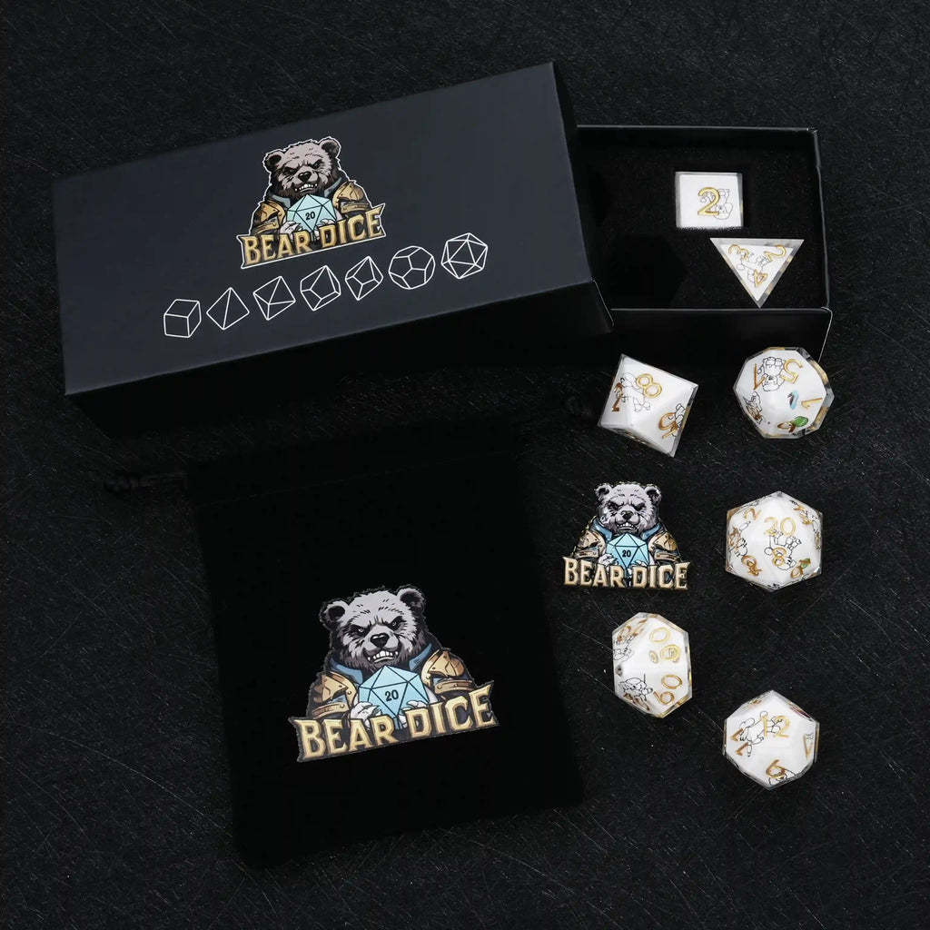 Star Resin DND Dice Set – Legends Poodle – Kickstarter Dice – Sharp-Edged Poodle DND Dice Set with a Black Sponge-Lined
