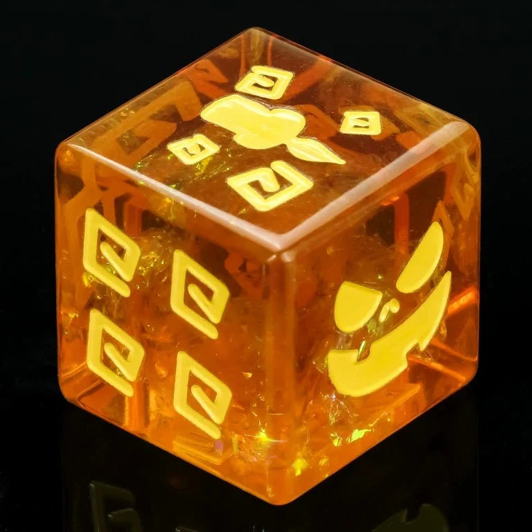 Star Resin DND Dice Set – Pumpkin Jack – Halloween Trickster Dice - Yellow Resin DND D6 Dice, engraved with Pumpkin