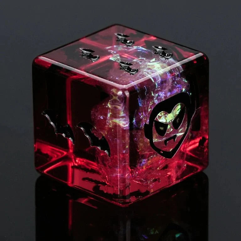 Star Resin DND Dice Set – Scarlet Vampire – Kickstarter Halloween Trickster Dice - Black and Red Resin DND D6 Dice
