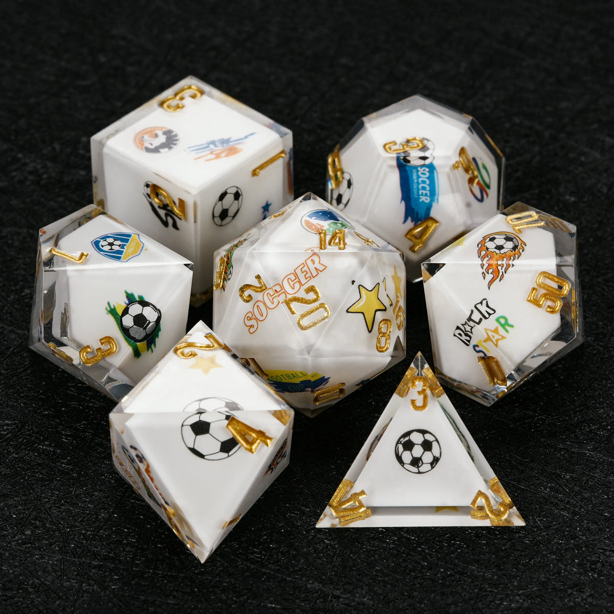Star Resin DND Dice Set – World Cup – Brazil Soccer 1