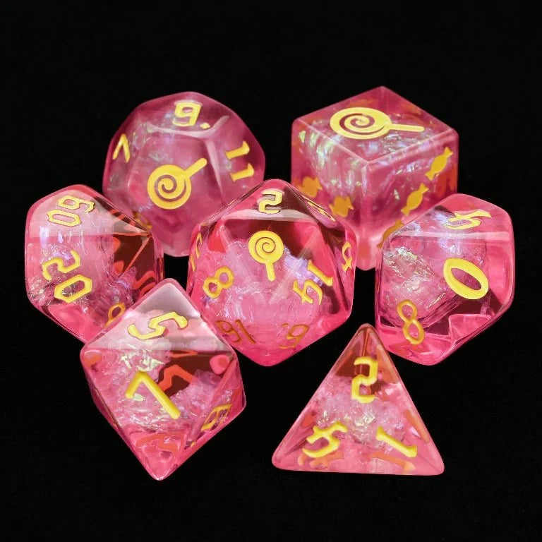 Star Resin RPG Dice Set – Candy Curse – Kickstarter Halloween Trickster Dice - Kickstarter Pink Resin DND Dice Set