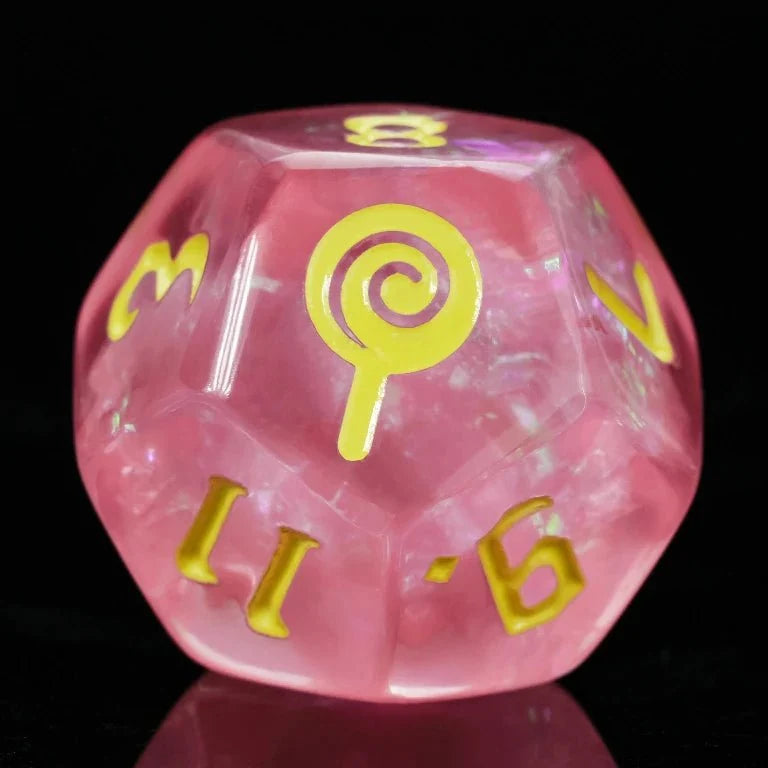Star Resin RPG Dice Set – Candy Curse – Kickstarter Trick or Treat Dice - Kickstarter Pink Resin DND D12 Dice, Engraved