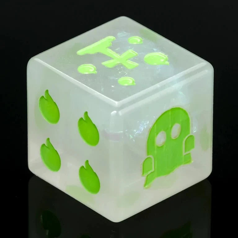 Star Resin RPG Dice Set – Ghost Flame – Halloween Trickster Dice - White Resin DND D6 Dice, engraved with ghost flame