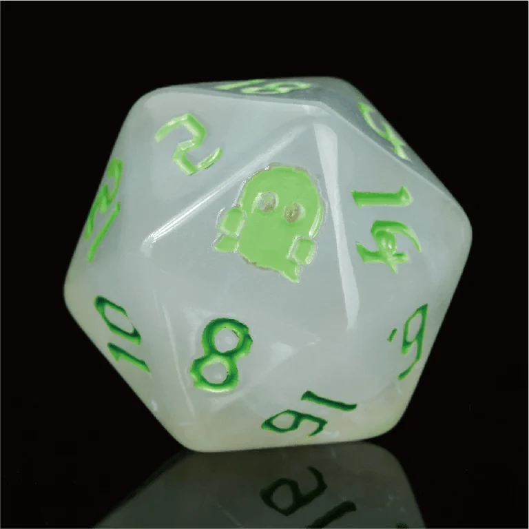 Star Resin RPG Dice Set – Ghost Flame – Kickstarter Halloween Trickster Dice - White Resin DND D20 Dice, engraved with