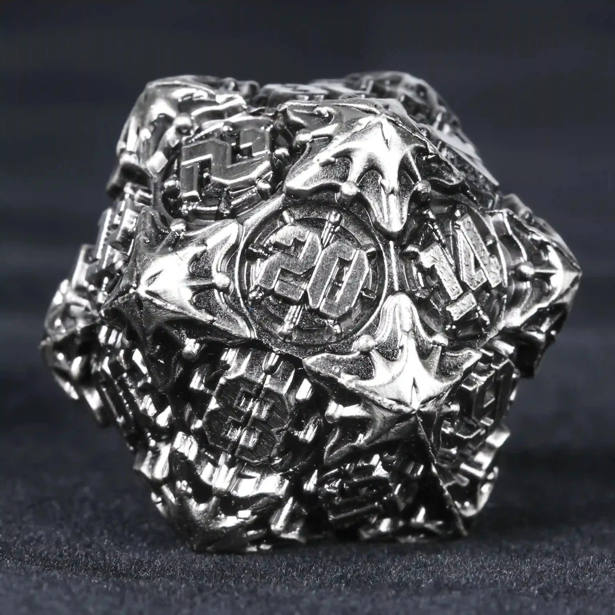 Steampunk Metal DND Dice Set – Pirate – Silver Steampunk Pirate Metal DND D20 Dice