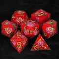 Stunning Resin DND Dice Set – Gold Numbers – Red Peony Resin DND Dice Set + Gold Font
