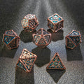 Sun Pattern Red Copper Blue Metal DND Dice Set – Sun Pattern Antique Red Copper Blue Metal DND Dice Set