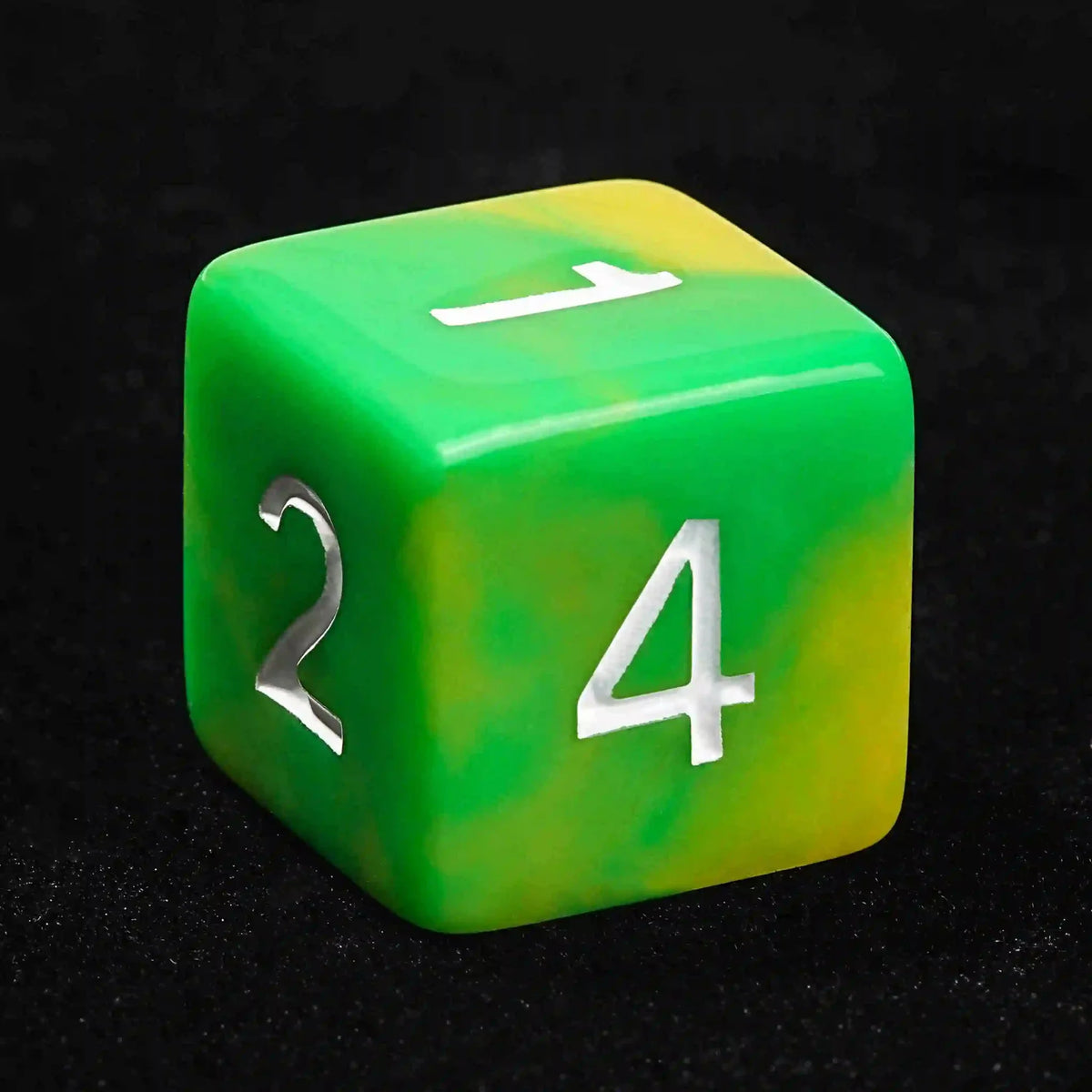 Swirl Acrylic DND Dice Set – Green and yellow gradient acrylic DND dice set