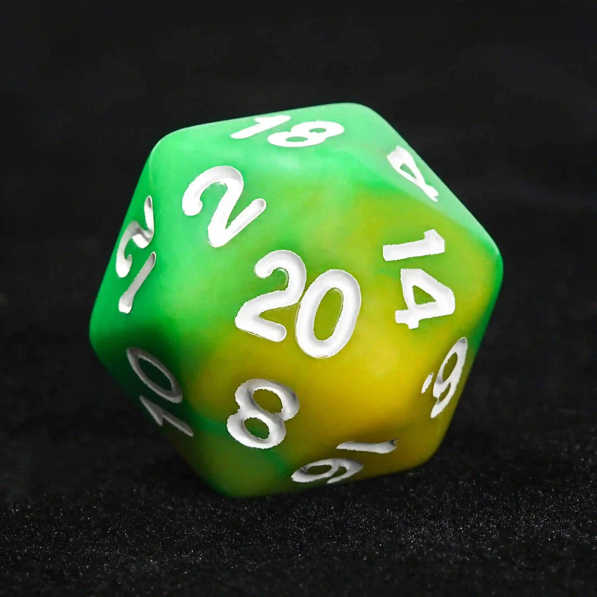 Swirl Acrylic DND Dice Set – Green and yellow gradient acrylic DND dice set