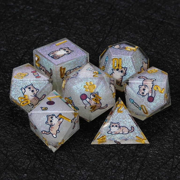 Cat Breed Resin D&D Dice Sets – Full 7-Piece Sets
